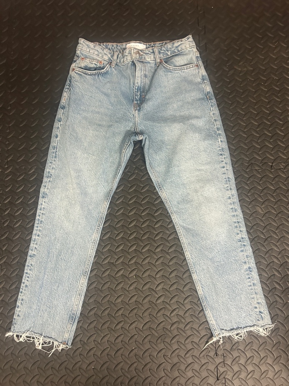 Topshop Light Wash Frayed Hem Boyfriend Jeans